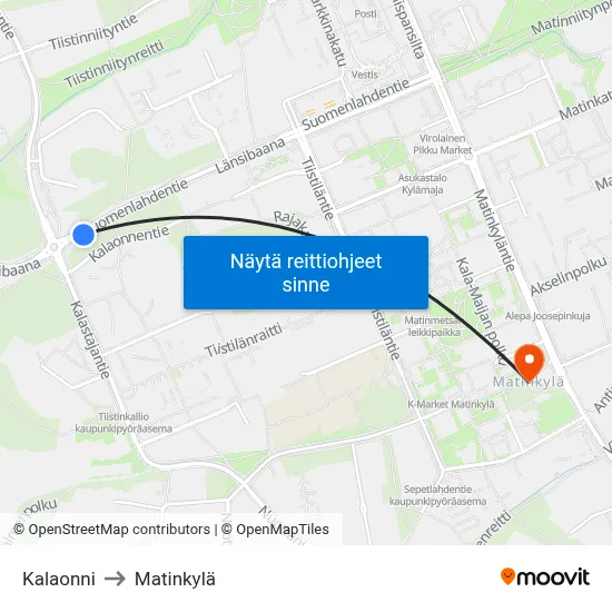 Kalaonni to Matinkylä map