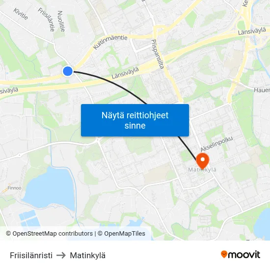 Friisilänristi to Matinkylä map