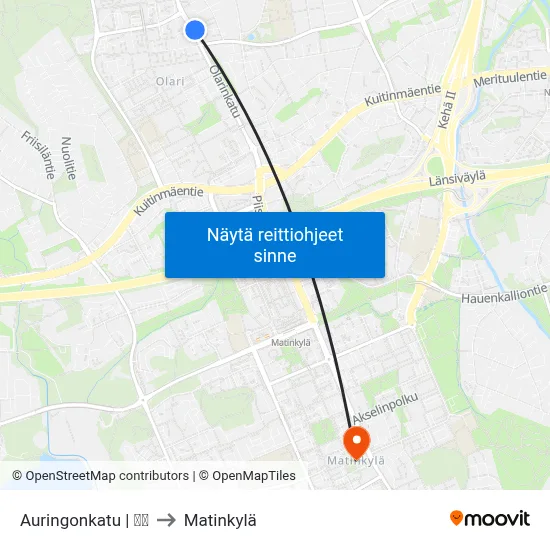 Auringonkatu | 🛒🍽 to Matinkylä map