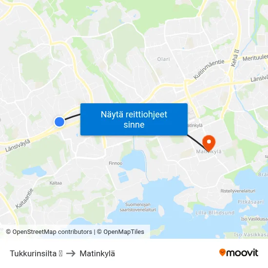 Tukkurinsilta 🛍️ to Matinkylä map