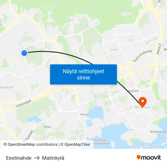 Eestinahde to Matinkylä map