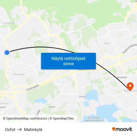 Oxfot to Matinkylä map