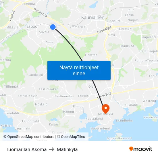 Tuomarilan Asema to Matinkylä map