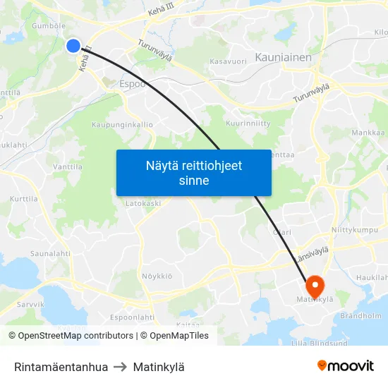 Rintamäentanhua to Matinkylä map