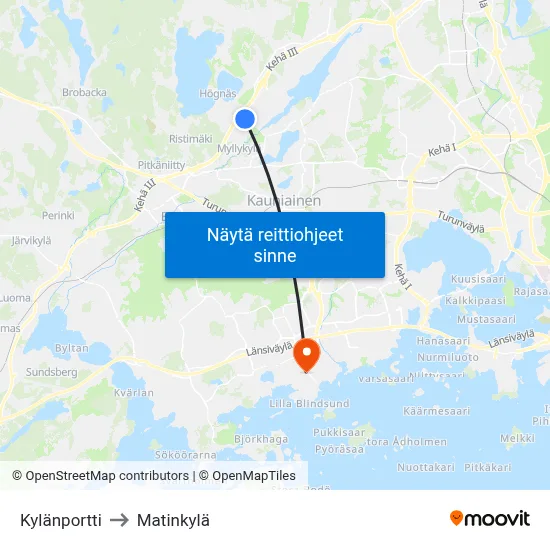 Kylänportti to Matinkylä map