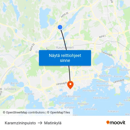 Karamzininpuisto to Matinkylä map