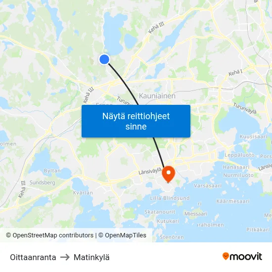 Oittaanranta to Matinkylä map