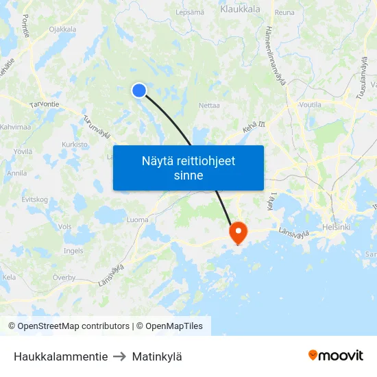 Haukkalammentie to Matinkylä map