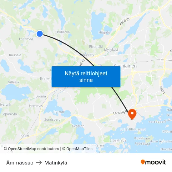Ämmässuo to Matinkylä map