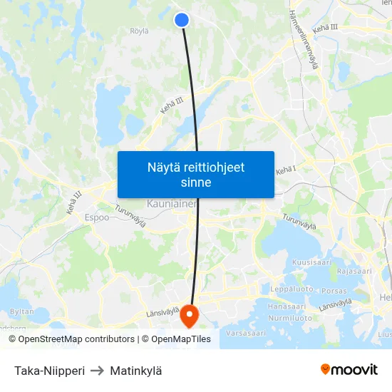 Taka-Niipperi to Matinkylä map