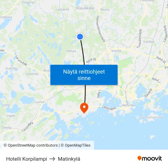 Hotelli Korpilampi to Matinkylä map