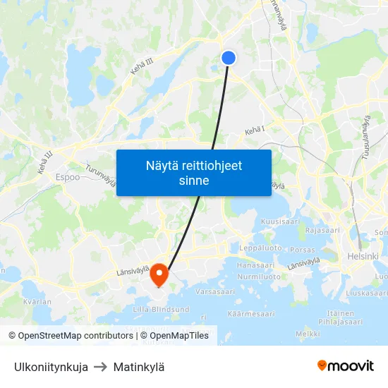 Ulkoniitynkuja to Matinkylä map