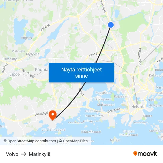 Volvo to Matinkylä map