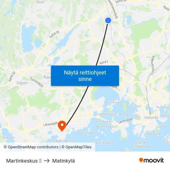 Martinkeskus 🏊 to Matinkylä map