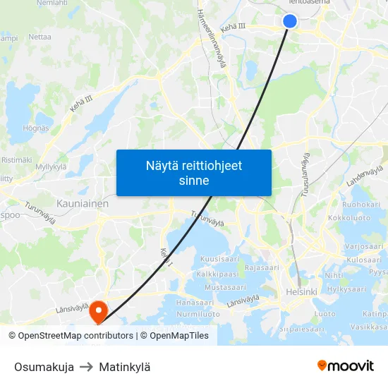 Osumakuja to Matinkylä map