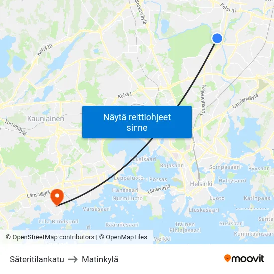 Säteritilankatu to Matinkylä map