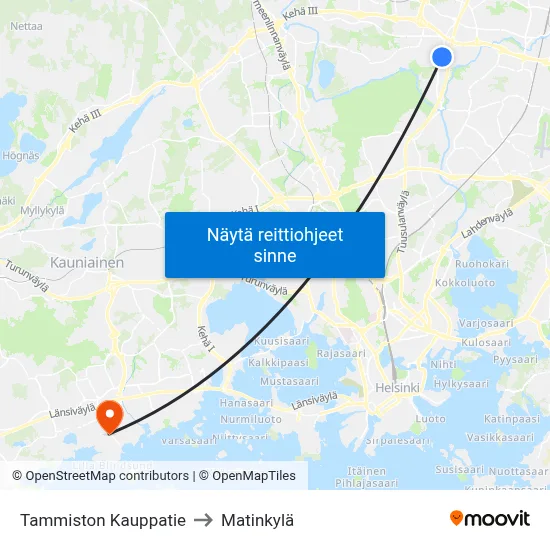 Tammiston Kauppatie to Matinkylä map