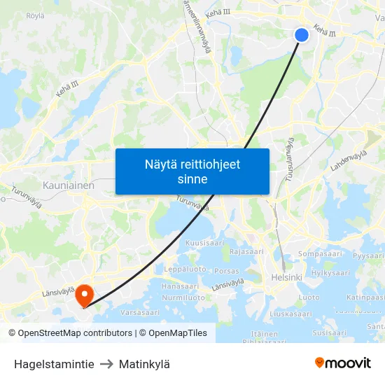 Hagelstamintie to Matinkylä map