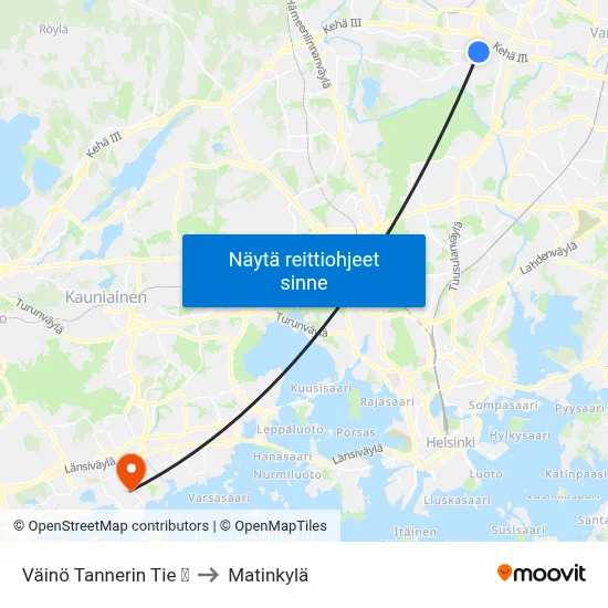Väinö Tannerin Tie  🛍️ to Matinkylä map