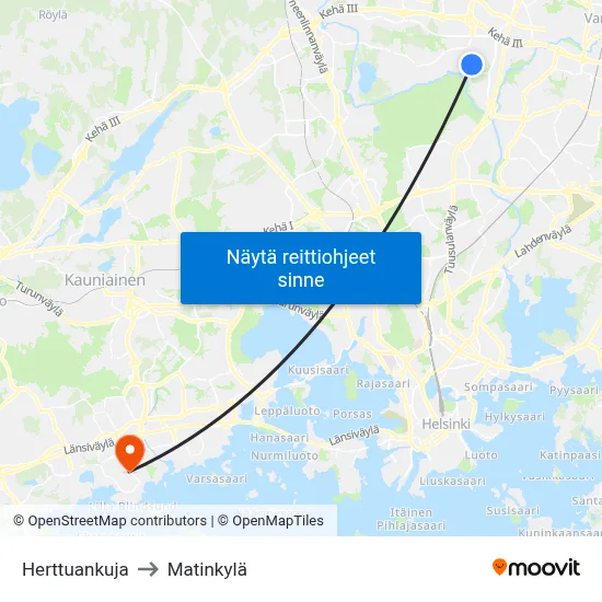 Herttuankuja to Matinkylä map