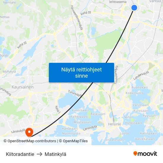 Kiitoradantie to Matinkylä map