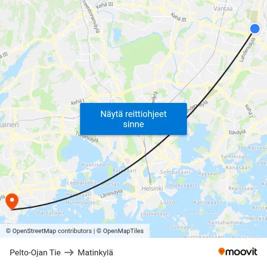 Pelto-Ojan Tie to Matinkylä map