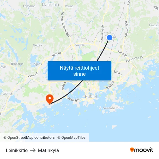 Leinikkitie to Matinkylä map