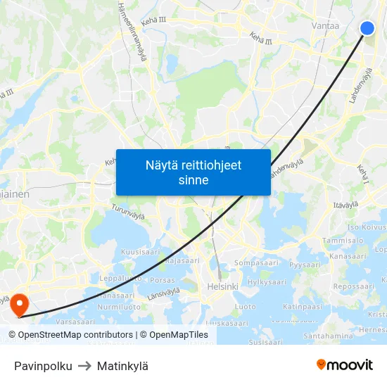Pavinpolku to Matinkylä map