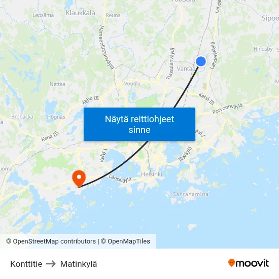 Konttitie to Matinkylä map