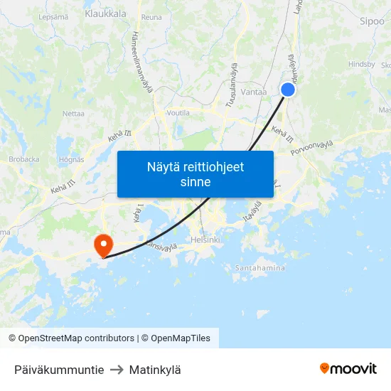 Päiväkummuntie to Matinkylä map