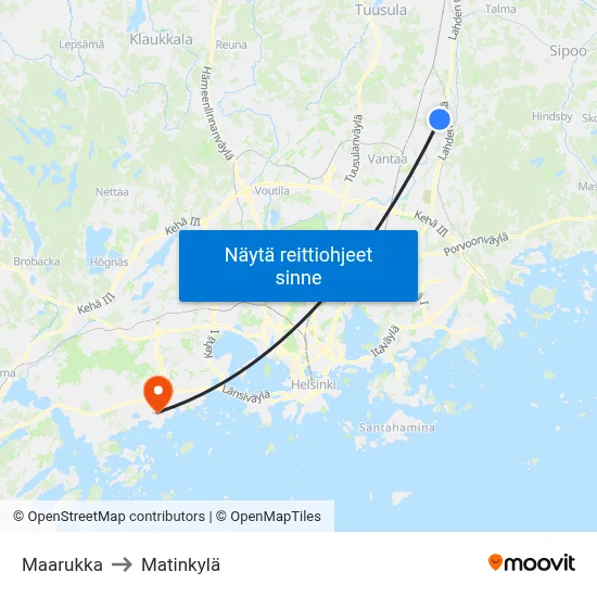 Maarukka to Matinkylä map