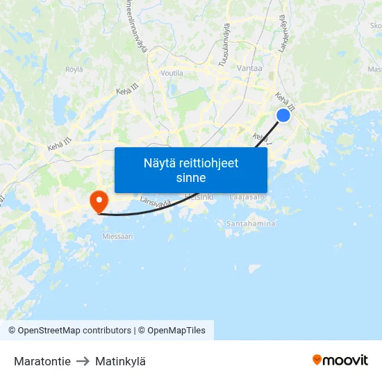 Maratontie to Matinkylä map