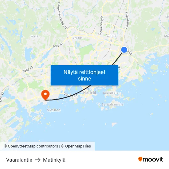 Vaaralantie to Matinkylä map