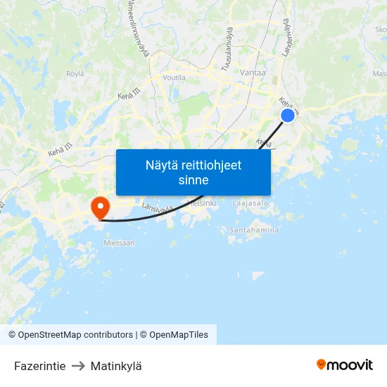Fazerintie to Matinkylä map