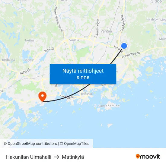 Hakunilan Uimahalli to Matinkylä map