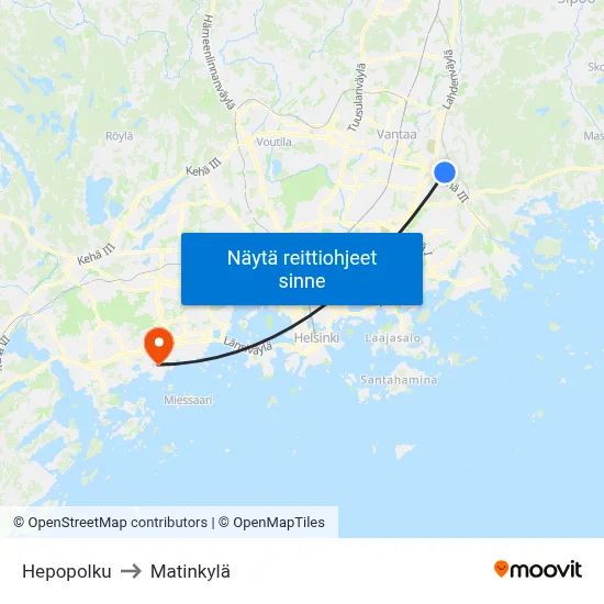 Hepopolku to Matinkylä map