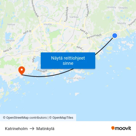 Katrineholm to Matinkylä map