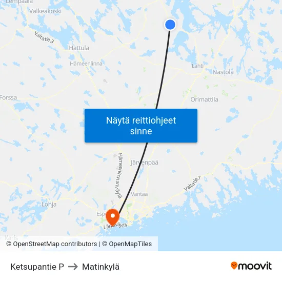 Ketsupantie P to Matinkylä map