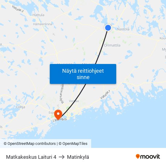 Matkakeskus Laituri 4 to Matinkylä map