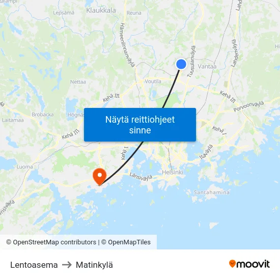 Lentoasema to Matinkylä map