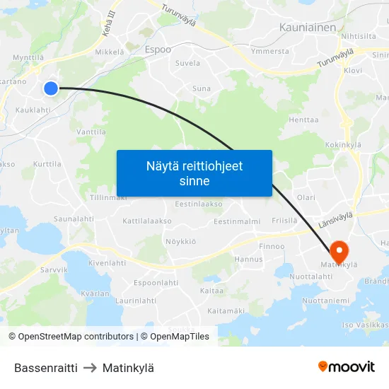 Bassenraitti to Matinkylä map