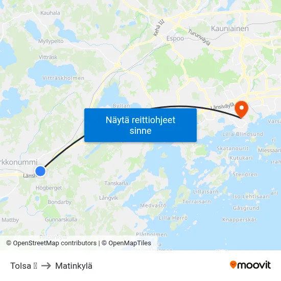 Tolsa 🚆 to Matinkylä map