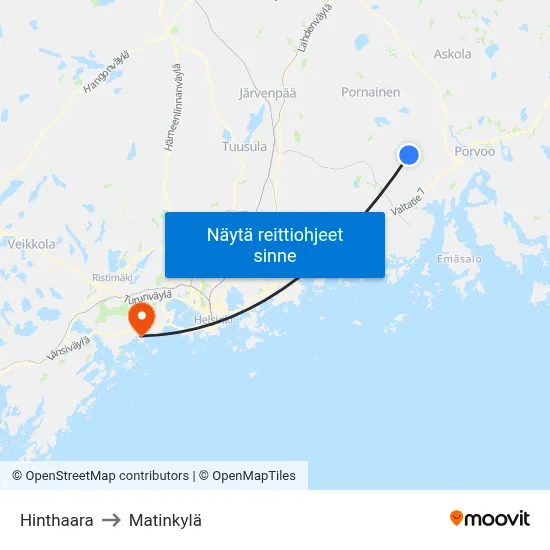 Hinthaara to Matinkylä map