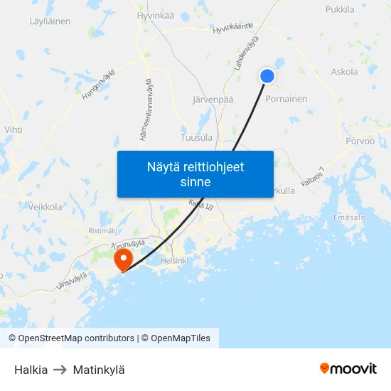 Halkia to Matinkylä map