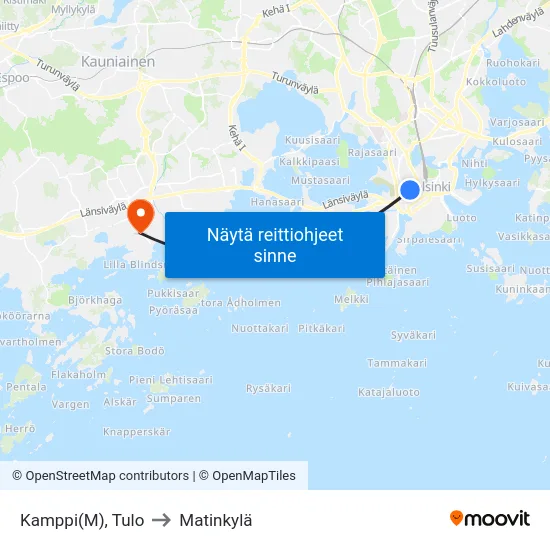 Kamppi(M), Tulo to Matinkylä map