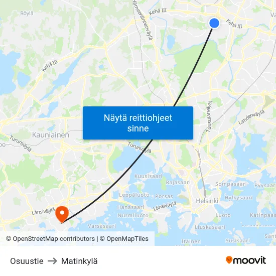 Osuustie to Matinkylä map
