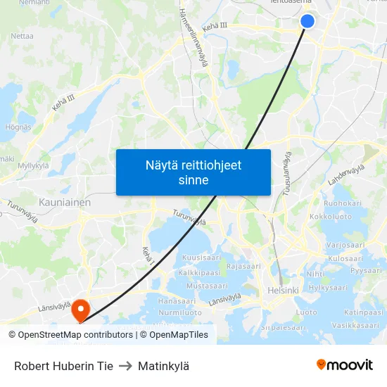 Robert Huberin Tie to Matinkylä map