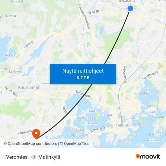 Veromies to Matinkylä map