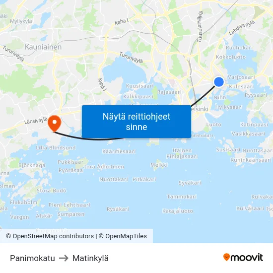 Panimokatu to Matinkylä map