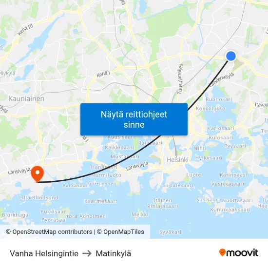 Vanha Helsingintie to Matinkylä map